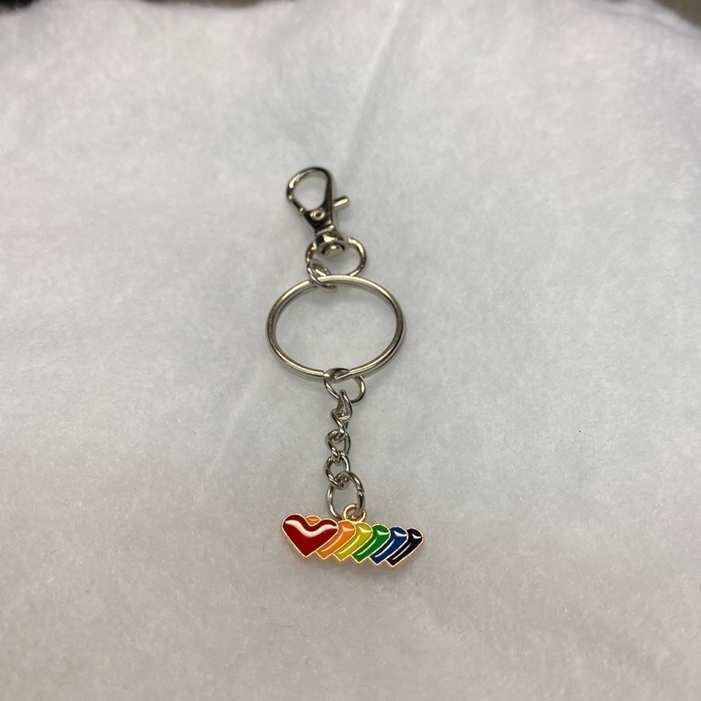 Mini Rainbow Hearts Lobster Claw Clasp Keychain  Bag Chain